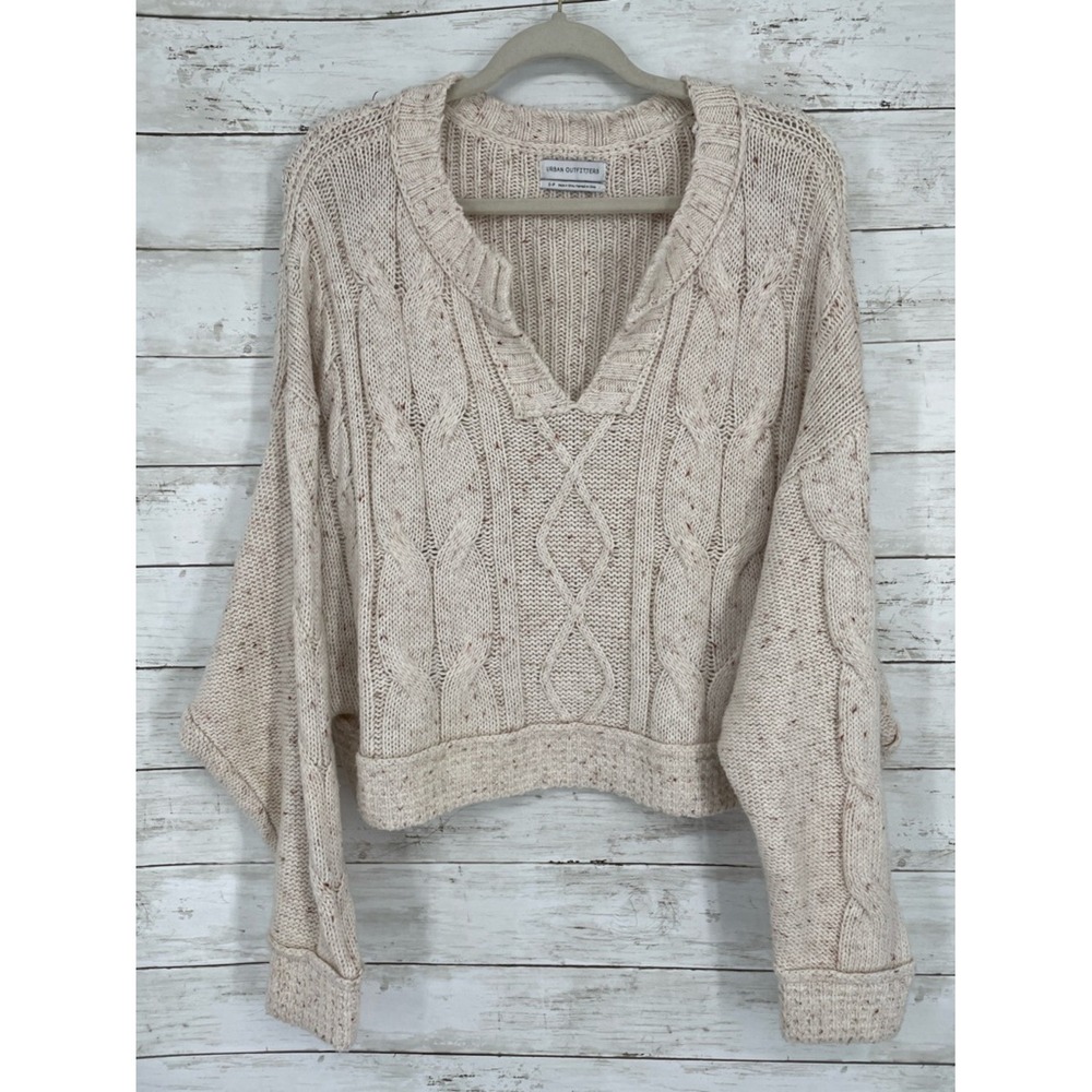 Urban Outfitters Speckled Cream Cable Knit Cropped Sweater Size S/P